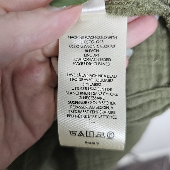 NWT Anthropologie Maeve Katie Gauzy Textured Utility Dress Olive Green 10 - Picture 8 of 9